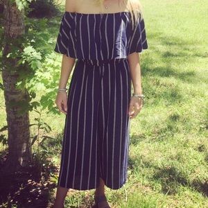 Blue striped jumpsuit